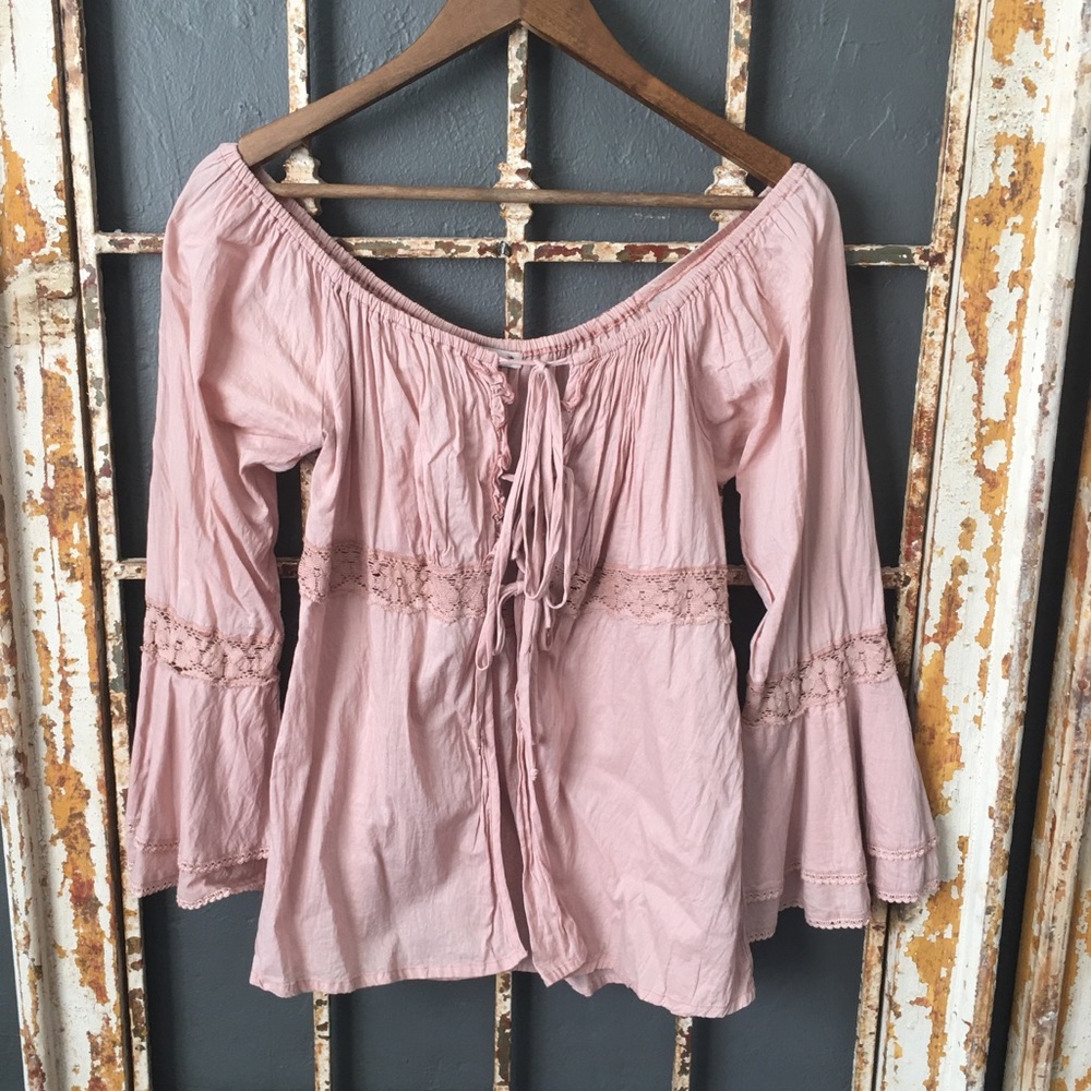 Luna Chix Dusty Rose Tie Front Open Blouse S